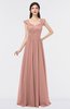 ColsBM Heidi Light Coral Elegant A-line Square Sleeveless Lace Bridesmaid Dresses