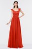 ColsBM Heidi Mandarin Red Elegant A-line Square Sleeveless Lace Bridesmaid Dresses
