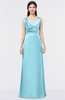 ColsBM Jocelyn Aqua Elegant A-line V-neck Zip up Floor Length Appliques Bridesmaid Dresses