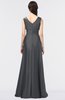ColsBM Jocelyn Asphalt Elegant A-line V-neck Zip up Floor Length Appliques Bridesmaid Dresses