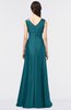 ColsBM Jocelyn Blue Coral Elegant A-line V-neck Zip up Floor Length Appliques Bridesmaid Dresses