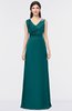 ColsBM Jocelyn Blue Green Elegant A-line V-neck Zip up Floor Length Appliques Bridesmaid Dresses