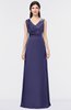 ColsBM Jocelyn Blue Ribbon Elegant A-line V-neck Zip up Floor Length Appliques Bridesmaid Dresses