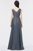 ColsBM Jocelyn Charcoal Elegant A-line V-neck Zip up Floor Length Appliques Bridesmaid Dresses