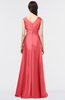ColsBM Jocelyn Coral Elegant A-line V-neck Zip up Floor Length Appliques Bridesmaid Dresses