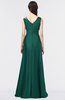 ColsBM Jocelyn Dark Jade Elegant A-line V-neck Zip up Floor Length Appliques Bridesmaid Dresses