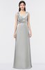 ColsBM Jocelyn Dove Grey Elegant A-line V-neck Zip up Floor Length Appliques Bridesmaid Dresses