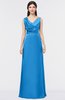 ColsBM Jocelyn French Blue Elegant A-line V-neck Zip up Floor Length Appliques Bridesmaid Dresses