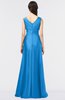 ColsBM Jocelyn French Blue Elegant A-line V-neck Zip up Floor Length Appliques Bridesmaid Dresses