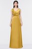 ColsBM Jocelyn Gold Elegant A-line V-neck Zip up Floor Length Appliques Bridesmaid Dresses