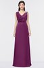 ColsBM Jocelyn Magenta Purple Elegant A-line V-neck Zip up Floor Length Appliques Bridesmaid Dresses