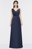ColsBM Jocelyn Navy Blue Elegant A-line V-neck Zip up Floor Length Appliques Bridesmaid Dresses