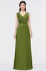 ColsBM Jocelyn Olive Green Elegant A-line V-neck Zip up Floor Length Appliques Bridesmaid Dresses