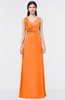 ColsBM Jocelyn Orange Elegant A-line V-neck Zip up Floor Length Appliques Bridesmaid Dresses