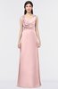 ColsBM Jocelyn Pastel Pink Elegant A-line V-neck Zip up Floor Length Appliques Bridesmaid Dresses