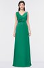 ColsBM Jocelyn Pepper Green Elegant A-line V-neck Zip up Floor Length Appliques Bridesmaid Dresses