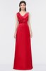 ColsBM Jocelyn Red Elegant A-line V-neck Zip up Floor Length Appliques Bridesmaid Dresses