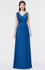ColsBM Jocelyn Royal Blue Elegant A-line V-neck Zip up Floor Length Appliques Bridesmaid Dresses