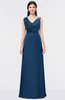 ColsBM Jocelyn Twilight Blue Elegant A-line V-neck Zip up Floor Length Appliques Bridesmaid Dresses