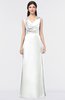 ColsBM Jocelyn White Elegant A-line V-neck Zip up Floor Length Appliques Bridesmaid Dresses