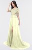 ColsBM Eliza Anise Flower Elegant A-line V-neck Short Sleeve Zip up Sweep Train Bridesmaid Dresses