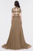 ColsBM Eliza Beaver Fur Elegant A-line V-neck Short Sleeve Zip up Sweep Train Bridesmaid Dresses