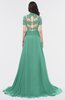 ColsBM Eliza Beryl Green Elegant A-line V-neck Short Sleeve Zip up Sweep Train Bridesmaid Dresses