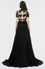 ColsBM Eliza Black Elegant A-line V-neck Short Sleeve Zip up Sweep Train Bridesmaid Dresses