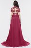 ColsBM Eliza Burgundy Elegant A-line V-neck Short Sleeve Zip up Sweep Train Bridesmaid Dresses