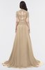 ColsBM Eliza Champagne Elegant A-line V-neck Short Sleeve Zip up Sweep Train Bridesmaid Dresses