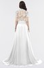 ColsBM Eliza Cloud White Elegant A-line V-neck Short Sleeve Zip up Sweep Train Bridesmaid Dresses