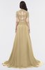 ColsBM Eliza Curds & Whey Elegant A-line V-neck Short Sleeve Zip up Sweep Train Bridesmaid Dresses