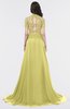 ColsBM Eliza Daffodil Elegant A-line V-neck Short Sleeve Zip up Sweep Train Bridesmaid Dresses