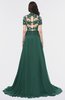 ColsBM Eliza Dark Jade Elegant A-line V-neck Short Sleeve Zip up Sweep Train Bridesmaid Dresses