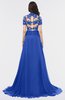 ColsBM Eliza Dazzling Blue Elegant A-line V-neck Short Sleeve Zip up Sweep Train Bridesmaid Dresses