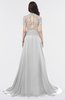 ColsBM Eliza Dove Grey Elegant A-line V-neck Short Sleeve Zip up Sweep Train Bridesmaid Dresses