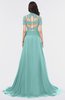 ColsBM Eliza Eggshell Blue Elegant A-line V-neck Short Sleeve Zip up Sweep Train Bridesmaid Dresses