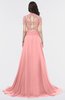 ColsBM Eliza Flamingo Pink Elegant A-line V-neck Short Sleeve Zip up Sweep Train Bridesmaid Dresses