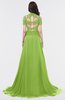 ColsBM Eliza Greenery Elegant A-line V-neck Short Sleeve Zip up Sweep Train Bridesmaid Dresses