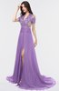 ColsBM Eliza Hyacinth Elegant A-line V-neck Short Sleeve Zip up Sweep Train Bridesmaid Dresses