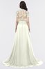 ColsBM Eliza Ivory Elegant A-line V-neck Short Sleeve Zip up Sweep Train Bridesmaid Dresses