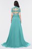 ColsBM Eliza Lake Blue Elegant A-line V-neck Short Sleeve Zip up Sweep Train Bridesmaid Dresses