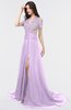 ColsBM Eliza Lavendula Elegant A-line V-neck Short Sleeve Zip up Sweep Train Bridesmaid Dresses