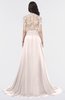 ColsBM Eliza Light Pink Elegant A-line V-neck Short Sleeve Zip up Sweep Train Bridesmaid Dresses