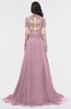 ColsBM Eliza Lilas Elegant A-line V-neck Short Sleeve Zip up Sweep Train Bridesmaid Dresses