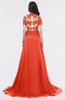 ColsBM Eliza Mandarin Red Elegant A-line V-neck Short Sleeve Zip up Sweep Train Bridesmaid Dresses
