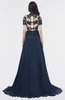 ColsBM Eliza Navy Blue Elegant A-line V-neck Short Sleeve Zip up Sweep Train Bridesmaid Dresses