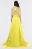 ColsBM Eliza Pale Yellow Elegant A-line V-neck Short Sleeve Zip up Sweep Train Bridesmaid Dresses
