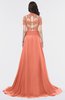 ColsBM Eliza Persimmon Orange Elegant A-line V-neck Short Sleeve Zip up Sweep Train Bridesmaid Dresses