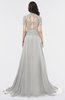 ColsBM Eliza Platinum Elegant A-line V-neck Short Sleeve Zip up Sweep Train Bridesmaid Dresses